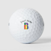 Balles De Golf Monogramme rouge jaune pourpre vert initial (Devant)