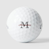Balles De Golf Monogramme rouge noir chic (Recto)
