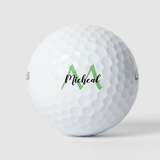 Balles De Golf Monogramme Sage personnalisé Ajouter un nom (Devant)