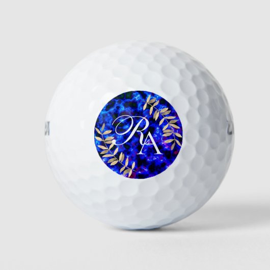 Balles De Golf Monogramme Simple Bleu (Devant)