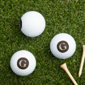 Balles De Golf Monogramme simple Brown foncé et bronzé (Herbe in situ)
