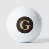 Balles De Golf Monogramme simple Brown foncé et bronzé (Recto)