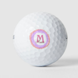 Balles De Golf Monogramme simple couleur paillettes scintillement