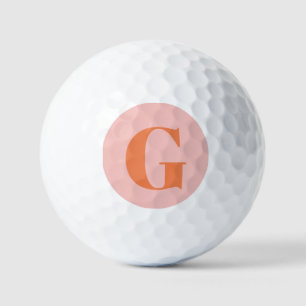 Balles De Golf Monogramme simple et gras personnalisé rose et ora