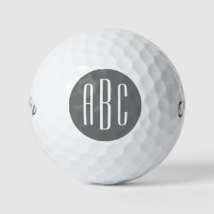 Balles De Golf Monogramme Trois Lettres Gris et Blanc Moderne