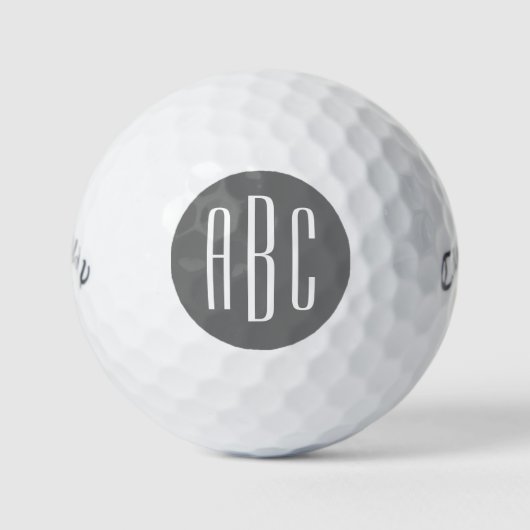 Balles De Golf Monogramme Trois Lettres Gris et Blanc Moderne (Devant)