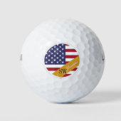 Balles De Golf Monogramme USA Golf & American Flag / Golden (Devant)