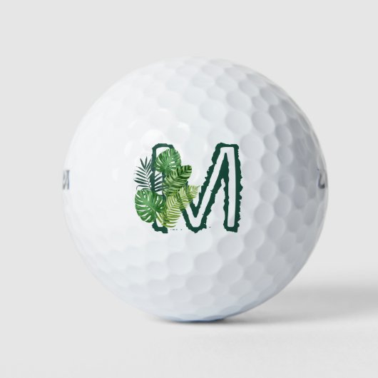 Balles De Golf Monogramme vert Feuille Tropical M (Devant)