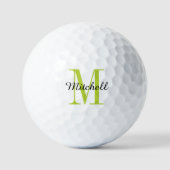 Balles De Golf Monogramme vert initial et nom personnalisé (Recto)