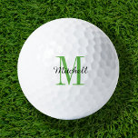 Balles De Golf Monogramme vert initial et nom personnalisé<br><div class="desc">Améliorez votre jeu de golf avec nos balles de golf personnalisées, personnalisées avec un simple monogramme classique initial et une superposition de nom de script. Choisissez parmi une large sélection de couleurs pour créer un design intemporel qui est vraiment unique. Ces balles de golf sont un cadeau parfait pour n’importe...</div>