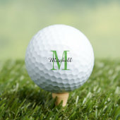 Balles De Golf Monogramme vert initial et nom personnalisé (T-shirt Insitu)