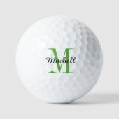 Balles De Golf Monogramme vert initial et nom personnalisé (Recto)