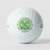 Balles De Golf monogramme vert "meilleur golfeur jamais trouvé" (Recto)