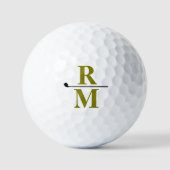 Balles De Golf Monogramme vert olive personnalisé (Recto)