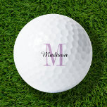 Balles De Golf Monogramme violet initial et nom personnalisé<br><div class="desc">Améliorez votre jeu de golf avec nos balles de golf personnalisées, personnalisées avec un simple monogramme classique initial et une superposition de nom de script. Choisissez parmi une large sélection de couleurs pour créer un design intemporel qui est vraiment unique. Ces balles de golf sont un cadeau parfait pour n’importe...</div>