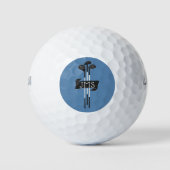 Balles De Golf Monogrammed Modern Hand-Drawn Golf Clubs Blue (Devant)