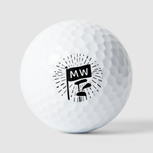 Balles De Golf Monogrammes modernes Rétro Initiales Clubs de Golf