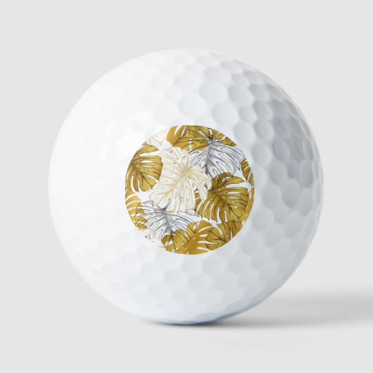 Balles De Golf Monstera Feuilles : Blanc doré (Recto)
