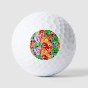 Balles De Golf Monstres Drôle, Aquarelle Motif sans couture.