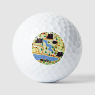 Balles De Golf Montagnes, rivières, forêt, motif automobile.