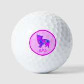 Balles De Golf Morkie Chien Silhouette rose Monogramme (Recto)