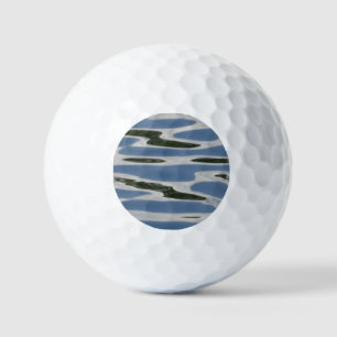 Balles De Golf Motif Abstrait bleu et blanc