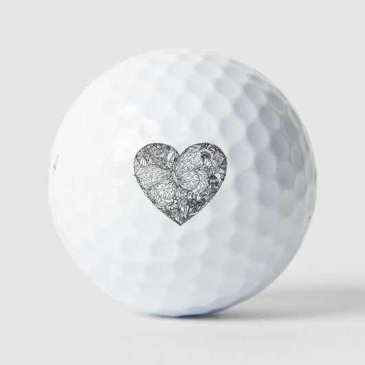 Balles De Golf Motif cardiaque papillon (Devant)