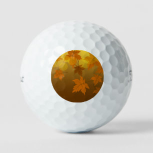 Balles De Golf Motif d'automne avec feuilles d'érable en chute et