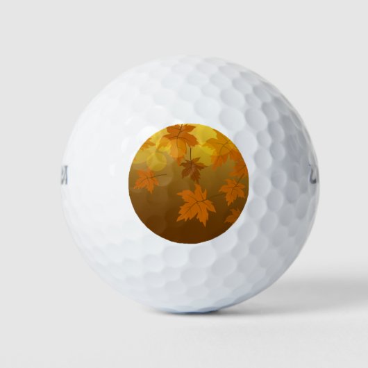 Balles De Golf Motif d'automne avec feuilles d'érable en chute et (Devant)