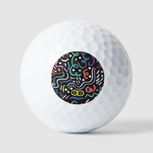 Balles De Golf Motif de brosse dessiné à la main, lignes de zigza
