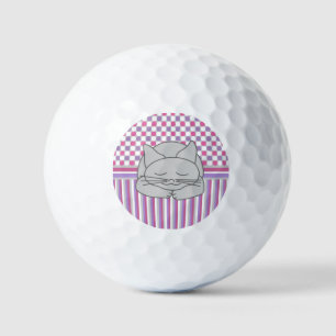 Balles De Golf Motif de chat gris dormant