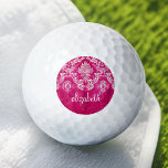 Balles De Golf Motif de Damas de Grunge rose chaud Monogramme per<br><div class="desc">Un motif vintage avec tableau de bord et dentelle. Regardez de près les fleurs et les feuilles.Un design tendance avec les couleurs de bijoux et l'élégance. Les éléments sont plus faciles à customiser lorsque vous remplacez tout le texte en premier. Si votre art doit encore être ajusté, cliquez sur le...</div>
