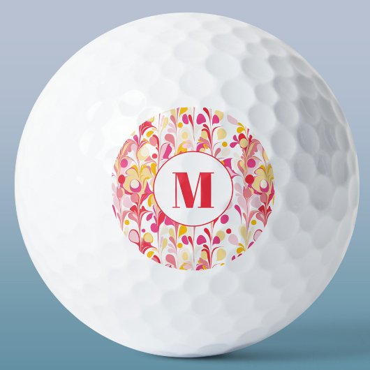 Balles De Golf Motif de marbre rétro Abstrait Monogramme