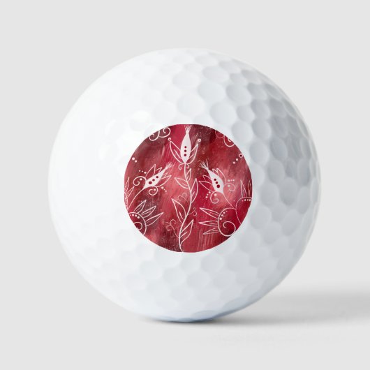 Balles De Golf Motif Floral Rouge Et Blanc (Recto)