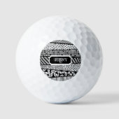 Balles De Golf Motif moderne en noir et blanc, personnalisable (Recto)