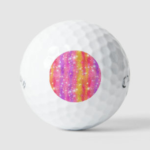 Balles De Golf Motif scintillant de paillettes rose orange violet