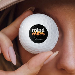 Balles De Golf Motivation Sportive Moderne Noir Et Orange Typo Gr