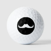 Balles De Golf Moustache cool blanc Handlebar sur noir (Recto)