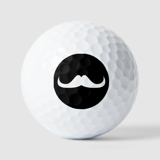 Balles De Golf Moustache cool blanc Handlebar sur noir (Recto)