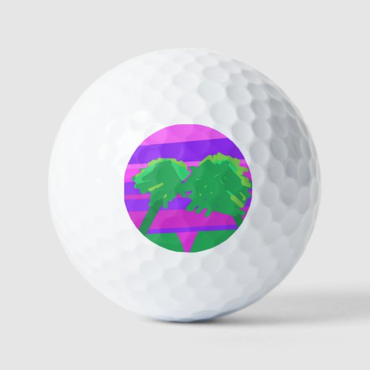 Balles De Golf Mt. Coucher de soleil rose vert pourpre (Recto)