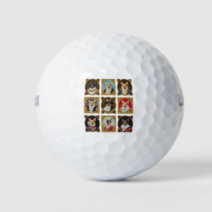 Balles De Golf Musée Vintage Mur, Portraits de chiens Corgi hilar