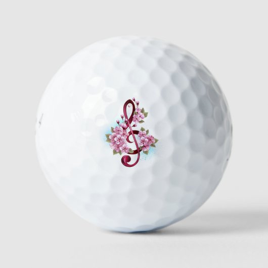 Balles De Golf Musical treble clef notes with sakura flowers (Devant)