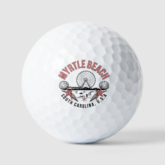 Balles De Golf Myrtle Beach Retro Vignette (Recto)
