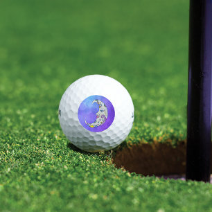 Balles De Golf Mystique Croissant Lune Face Jolie Marques Violet