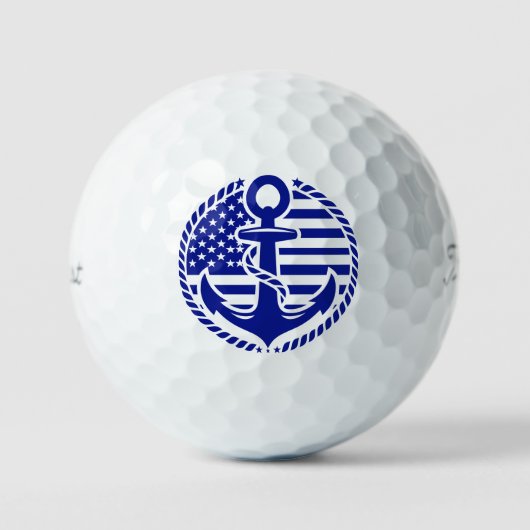 Balles De Golf Nautical Blue Anchor (Recto)