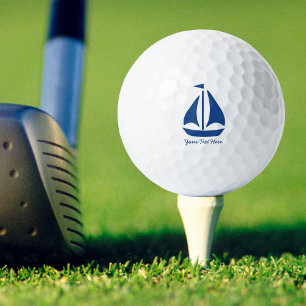 Balles De Golf Nautical Blue Sailboat preppy personnalisée