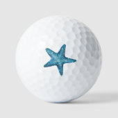Balles De Golf Nautical Watercolor Blue Starfish (Recto)
