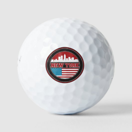 Balles De Golf New York Skyline | Drapeau des États-Unis (Devant)