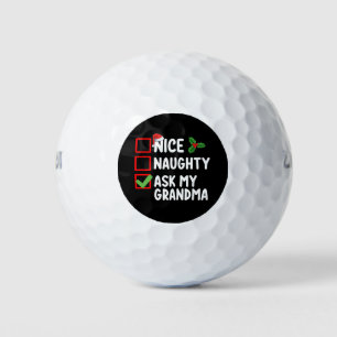 Balles De Golf Nice Naughty Ask My Grand'ma Liste de Noël Famille