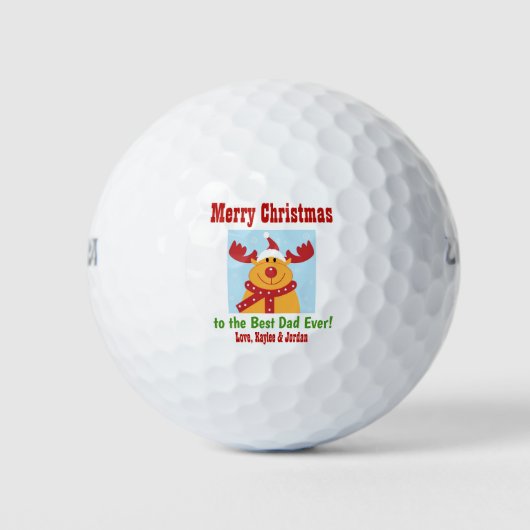 Balles De Golf Noël Meilleur Père Jamais Nom Reindee (Devant)
